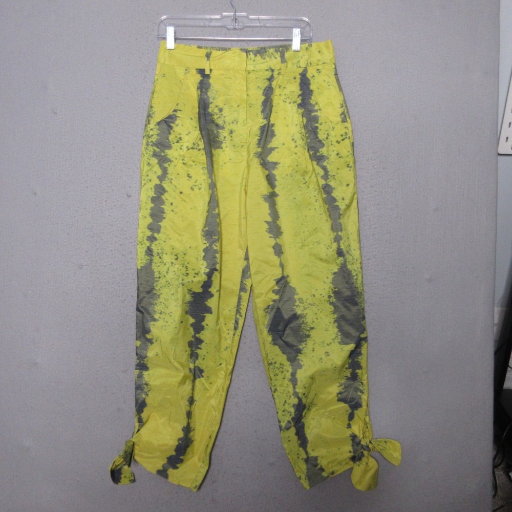 Anthropologie BEATRICE B Jogger Pants 8 Yellow Gray Tie Dye Tie Ankle Made Italy